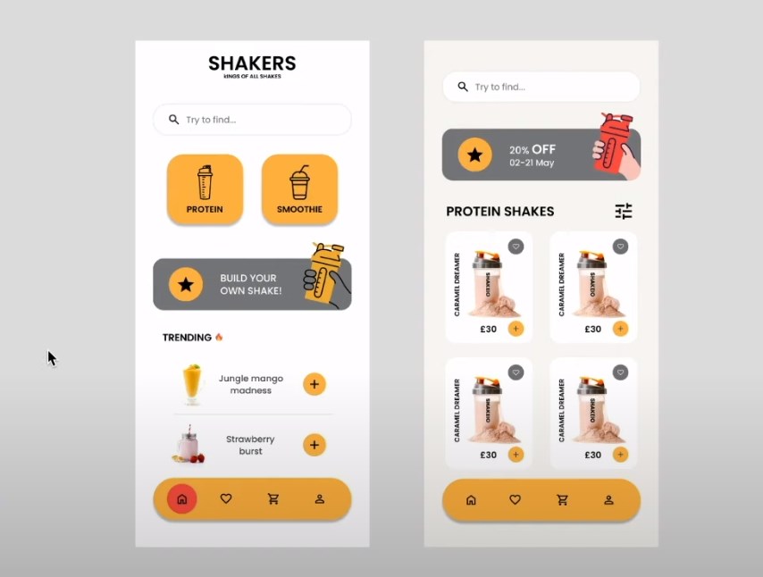 Shaker building app redesign in Figma using the 8pt grid system