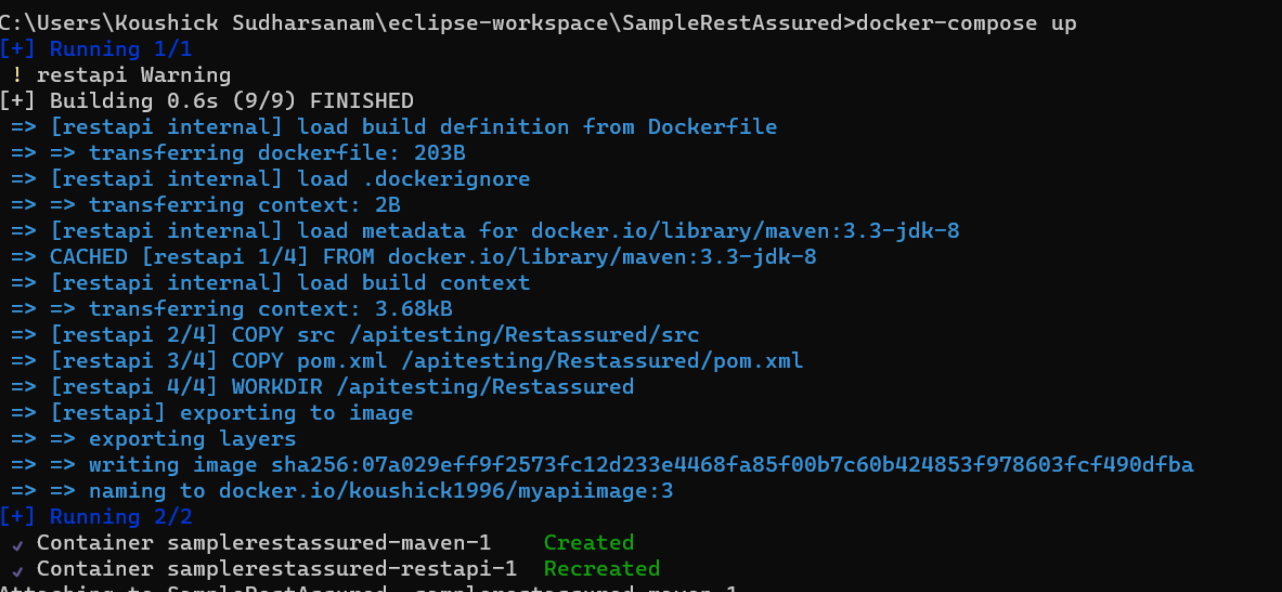 the process of forming images with docker-compose