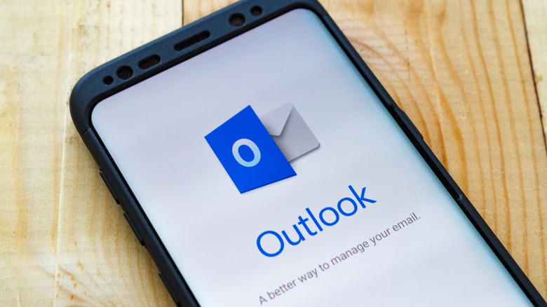 Microsoft Outlook application on a smartphone