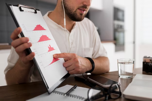 A man shows a diagram on a piece of paper