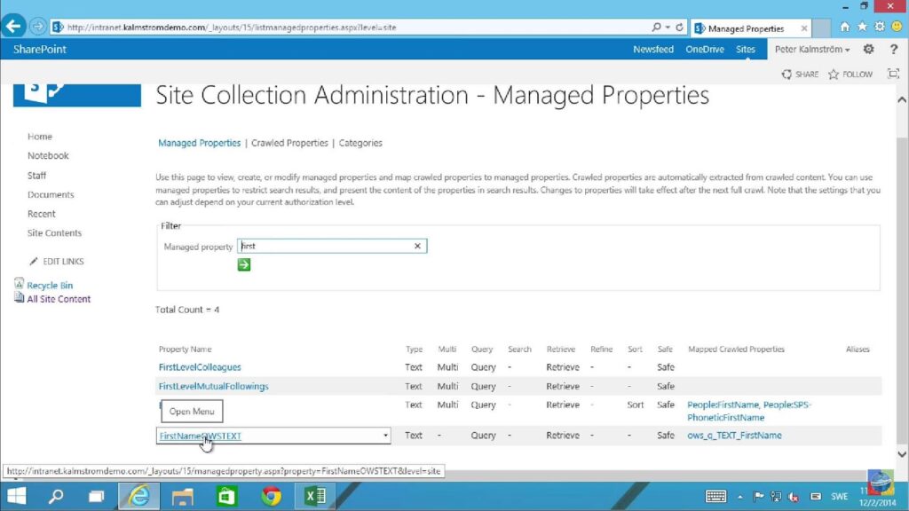 Example of sharepoint 2013 search results