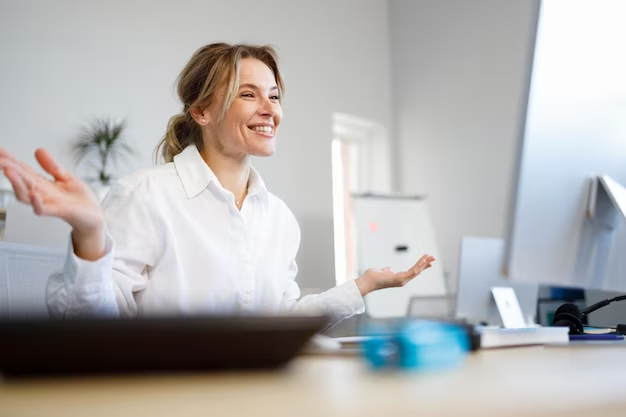 Girl communicates by video link